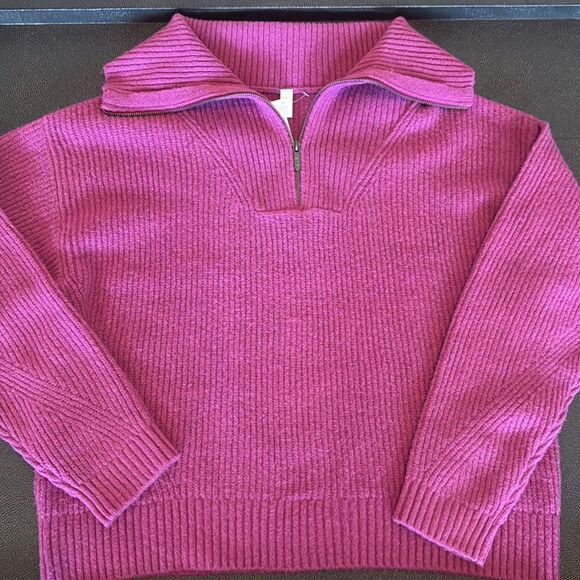 Zella Cozy Quarter Zip Rib Purple Boysen size medium - Picture 4 of 11